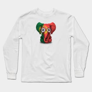 Baby Elephant with Glasses and Portuguese Flag Long Sleeve T-Shirt